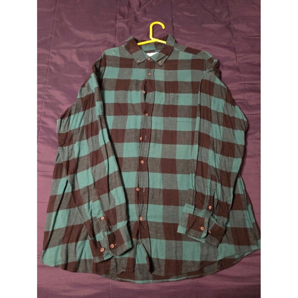 MENS XL CROFT & BARROW GREEN AND BLACK FLANNEL